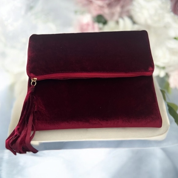Ashro Burgundy Clutch with Tassel - Picture 12 of 15